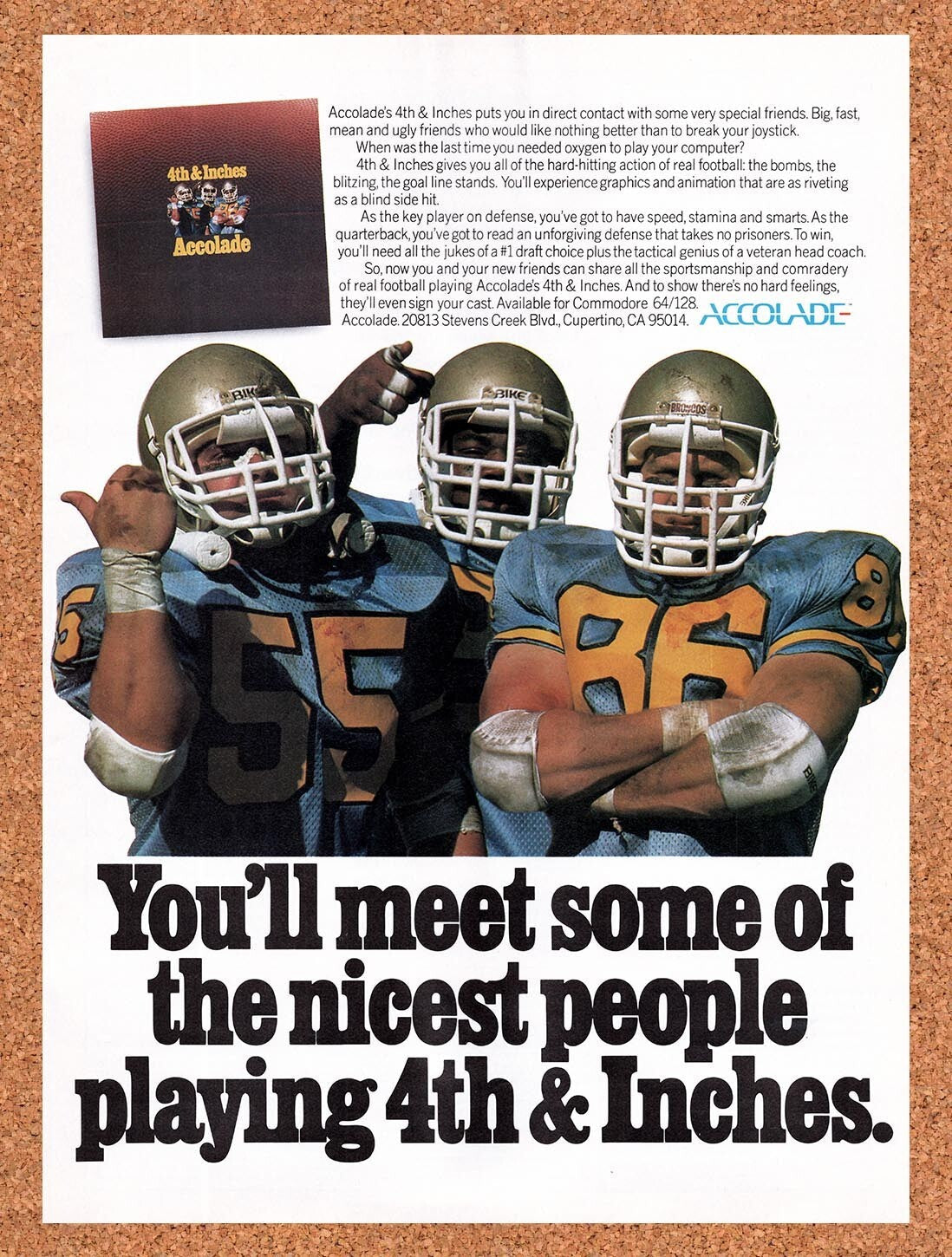 1987 4th & Inches Commodore 64 Original Ad v1