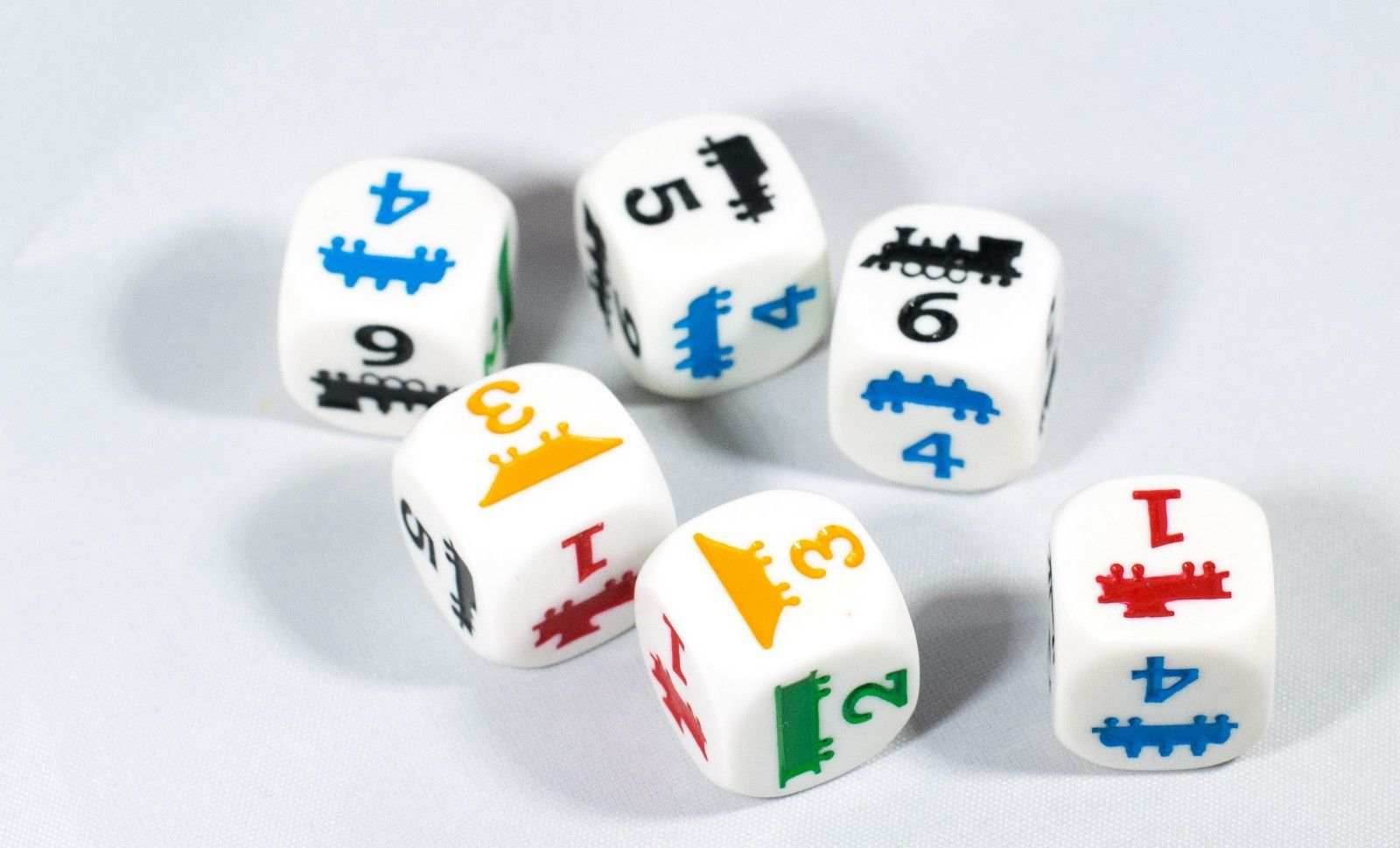 18mm Train Dice Colorful Learning Children Easy to Read Novelty Yahtzee School - 1