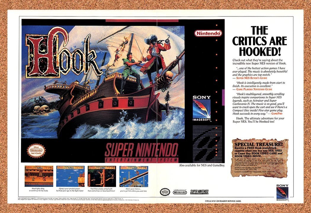 1992 Hook SNES Original Ad v2