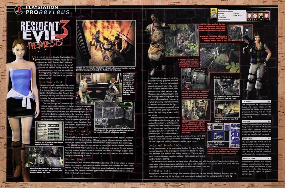 1999 Resident Evil 3 Nemesis PS1 Review Original Ad v8