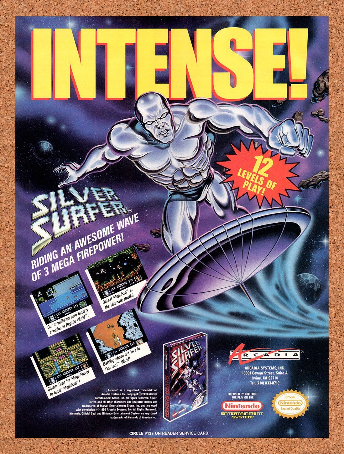 1991 Silver Surfer NES Original Ad v1