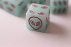 NEW Green Dice with Red Aliens GLOWS Dice Set 6 Sided Bunco RPG D6 16mm Roll - 1