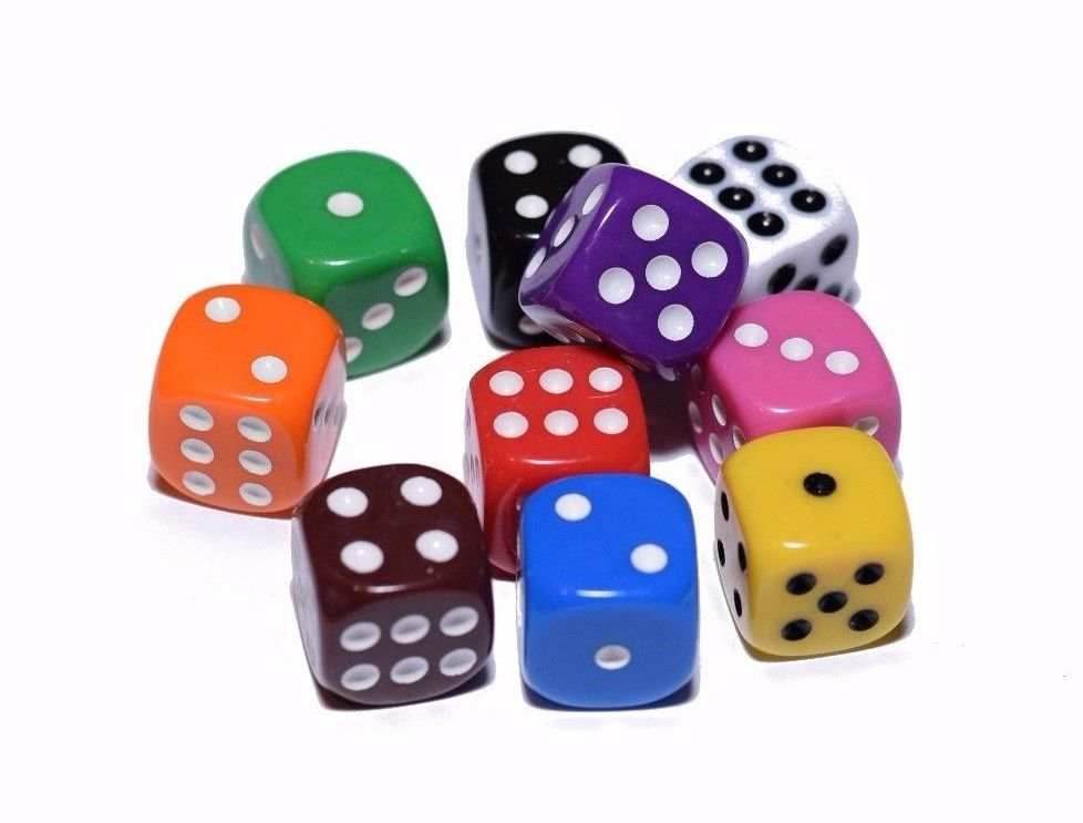 10 Red Orange Yellow Green Blue Red Opaque Dice Set 16mm 6-Sided RPG Magic D&D - 