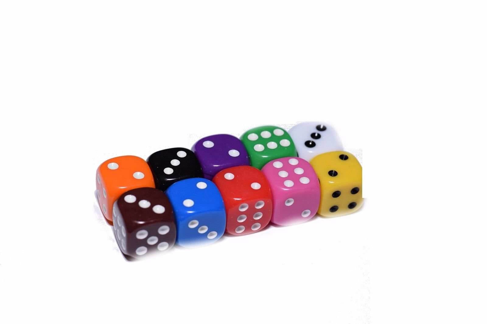 10 Red Orange Yellow Green Blue Red Opaque Dice Set 16mm 6-Sided RPG Magic D&D - 
