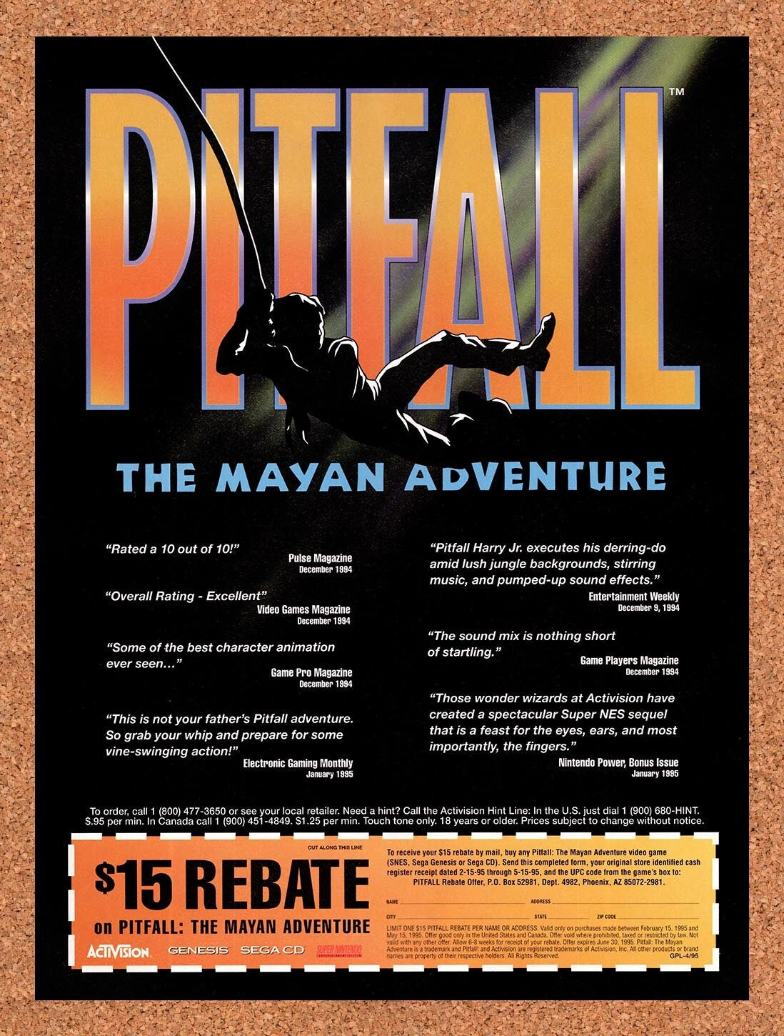 1995 Pitfall Genesis Rebate Original Ad v6
