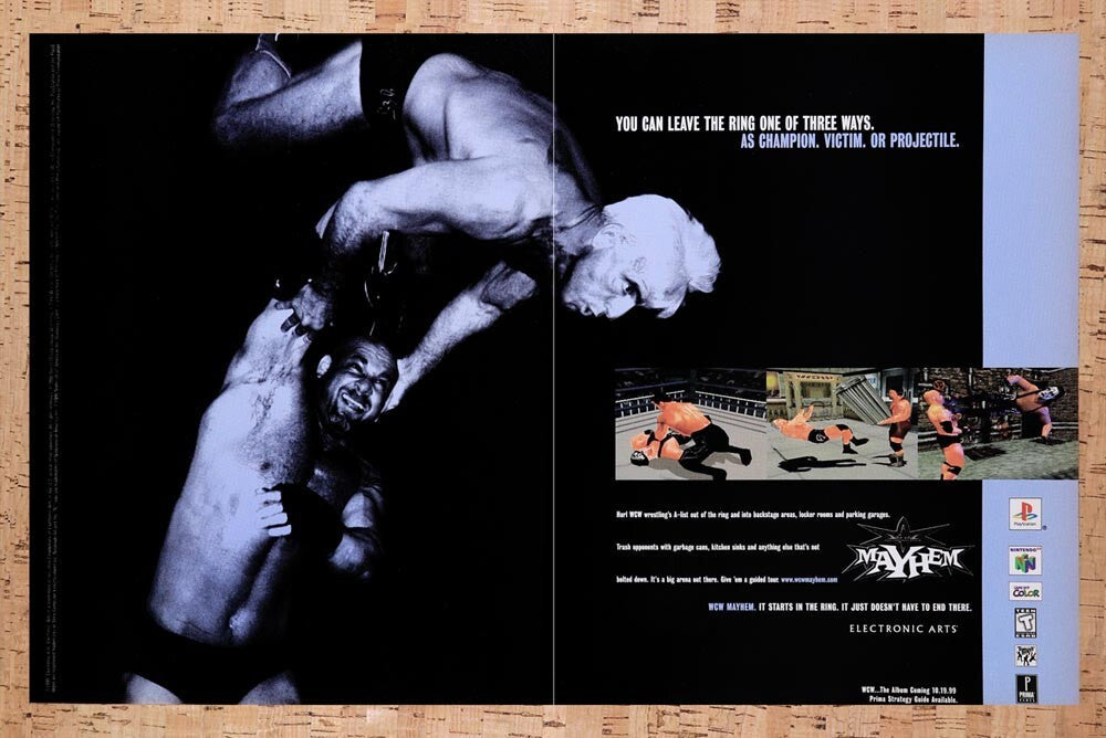 1999 WCW Mayhem PS1 Original Ad v1