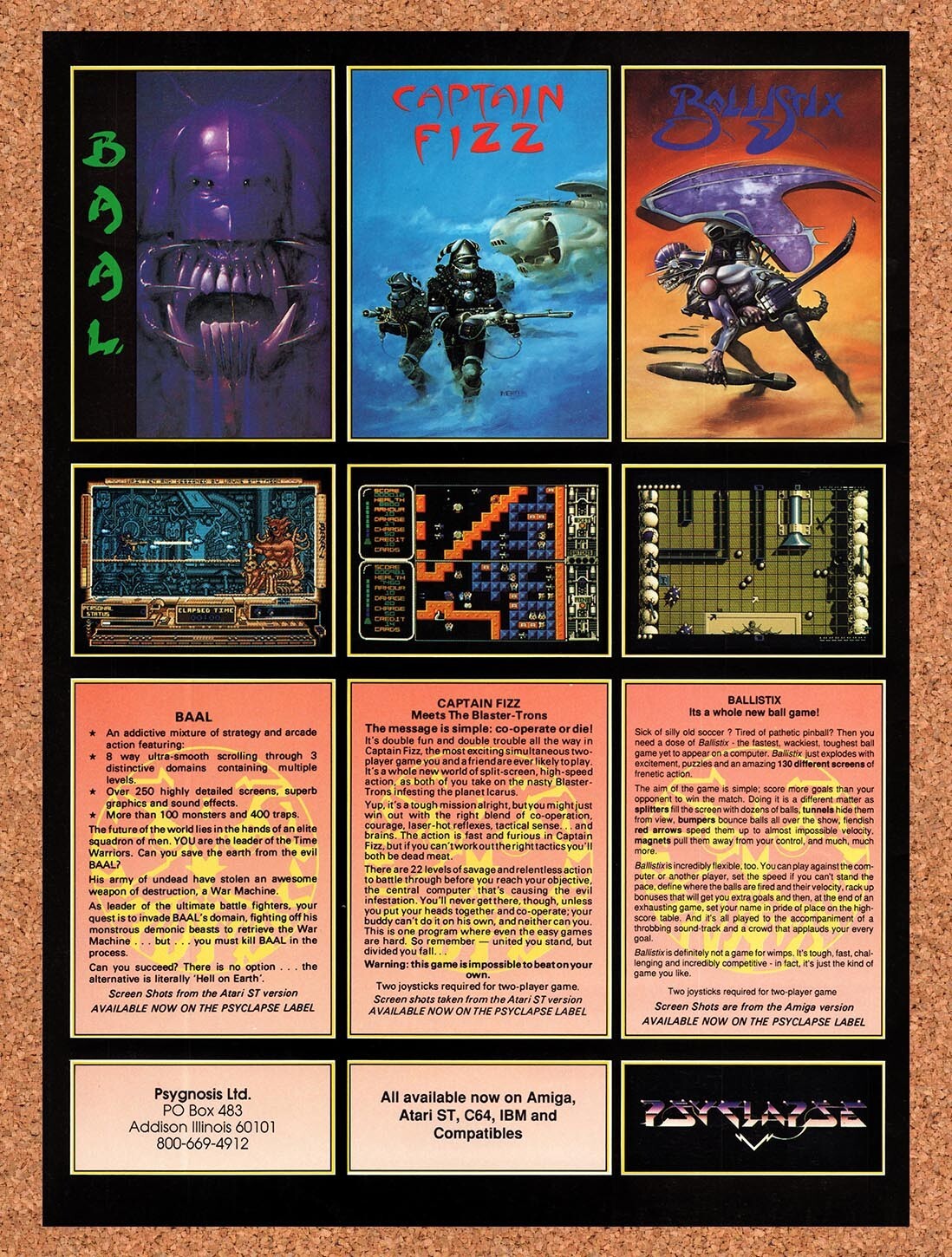 1989 Psygnosis Captain Fizz Commodore 64 Games Original Ad v2