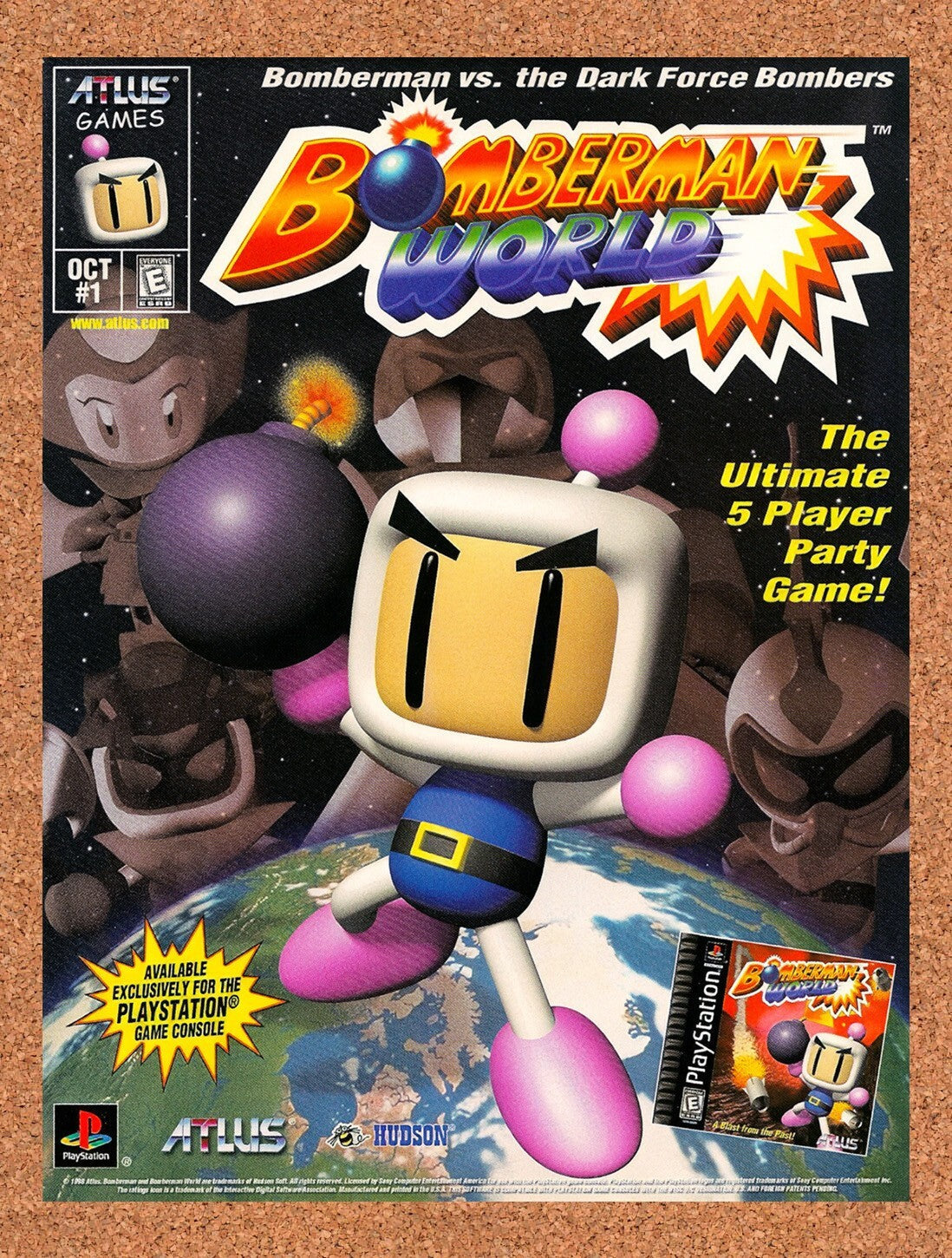 1998 Bomberman World PS1 Original Ad v1