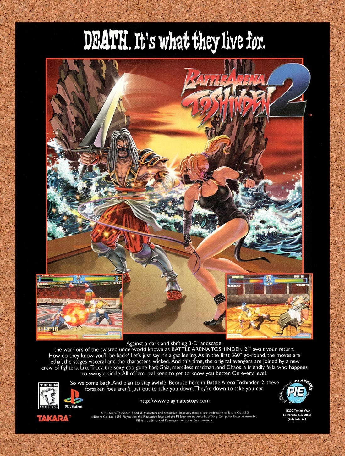1996 Battle Arena Toshinden 2 PS1 Original Ad v3