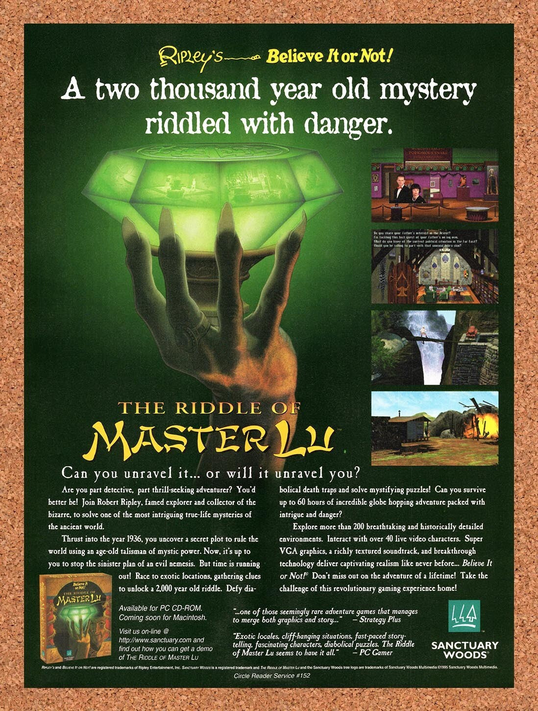 1996 The Riddle Of Master Lu PC Original Ad v1