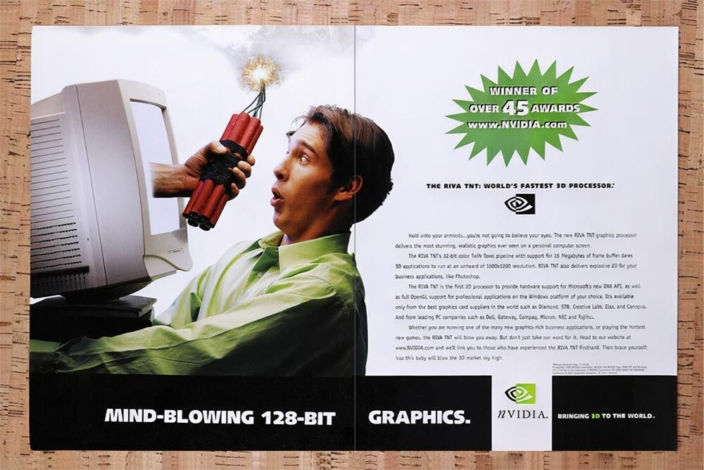 1999 nVidia RIVA TNT 3D Graphics Original Ad v7