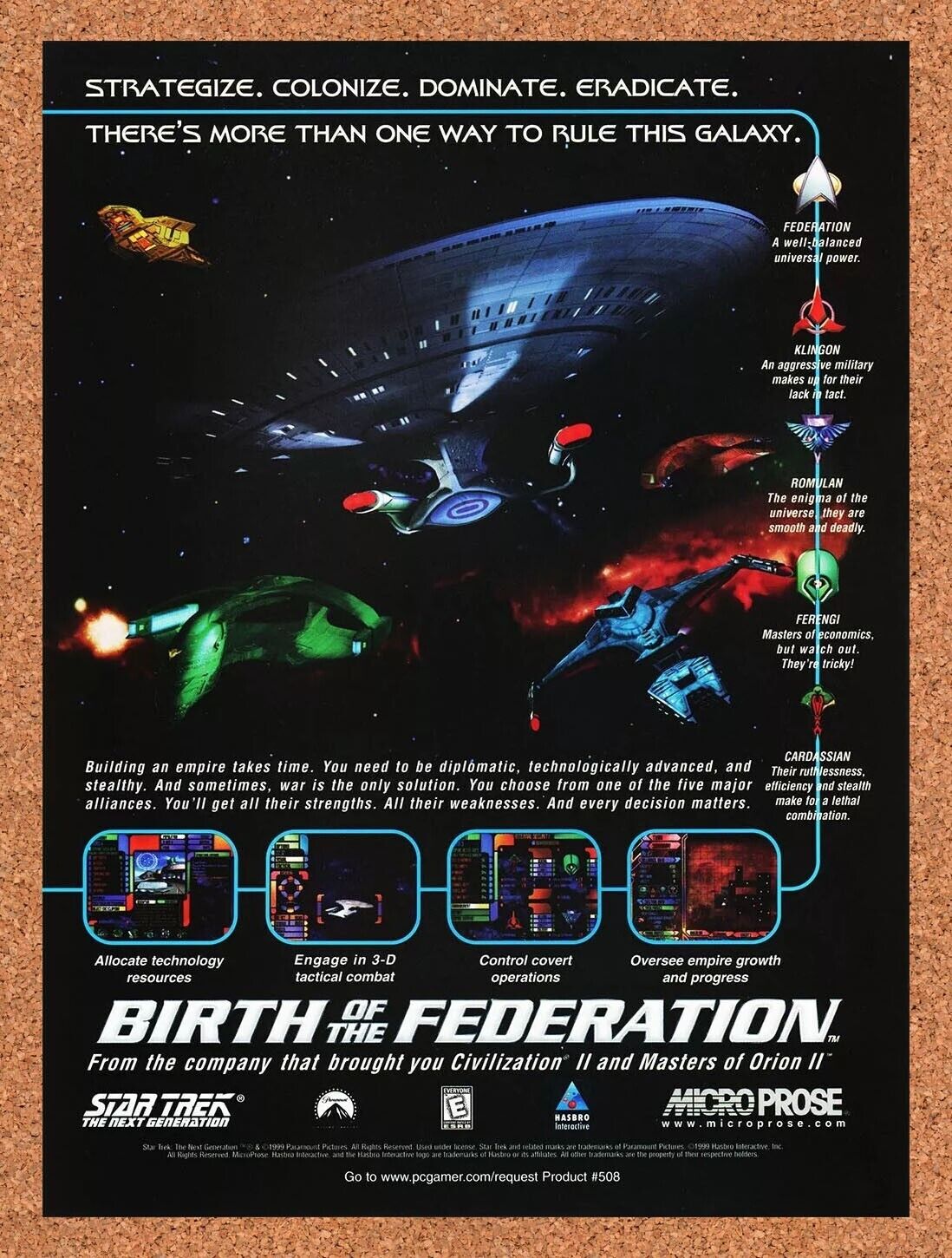 2001 Star Trek Birth Of The Federation PC Original Ad v1