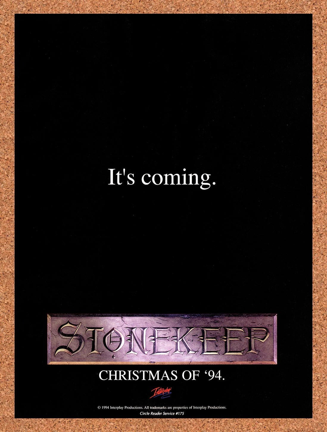 1994 Stonekeep PC Christmas Release Original Ad v3