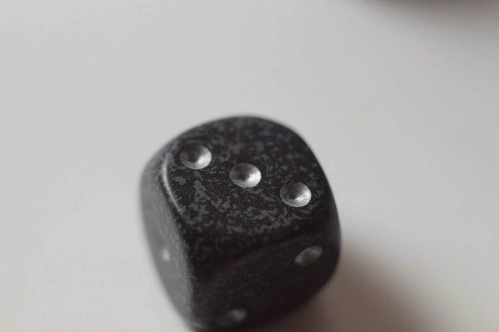 Ninja Speckled 16mm D6 Pipped | Black/Grey (sold per piece) - 