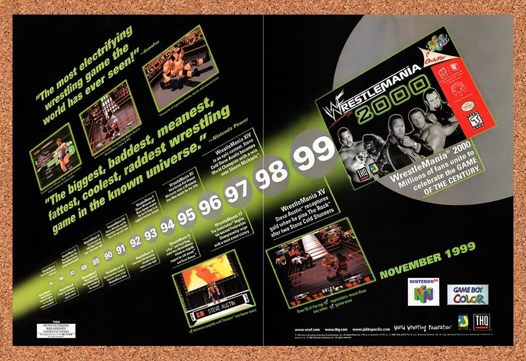 2000 WWF Wrestlemania 2000 N64 Original Ad v2