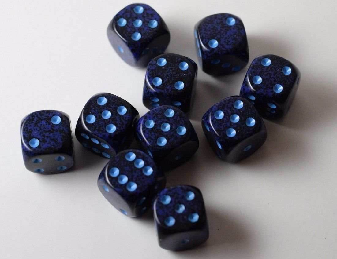 Speckled 16mm D6 RPG Chessex Dice Cobalt | Blue and Black (Sold per die) - 