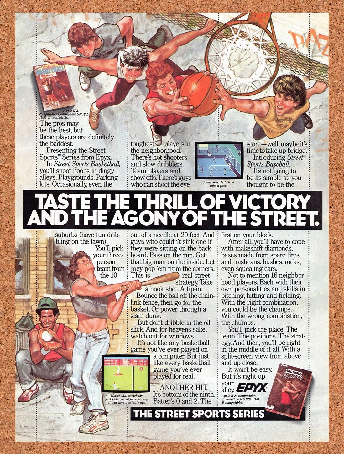 1987 Street Sports Baseball Apple II Original Ad v1