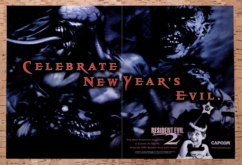 1999 Resident Evil 2 PC Original Ad v7