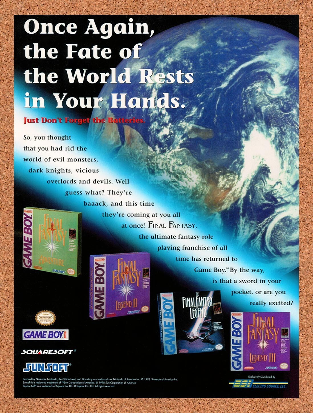 1998 Final Fantasy Game Boy Games Original Ad v6