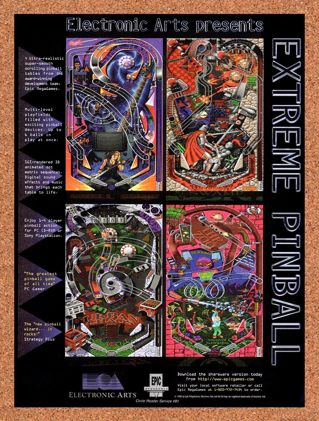 1996 Extreme Pinball PC Original Ad v1