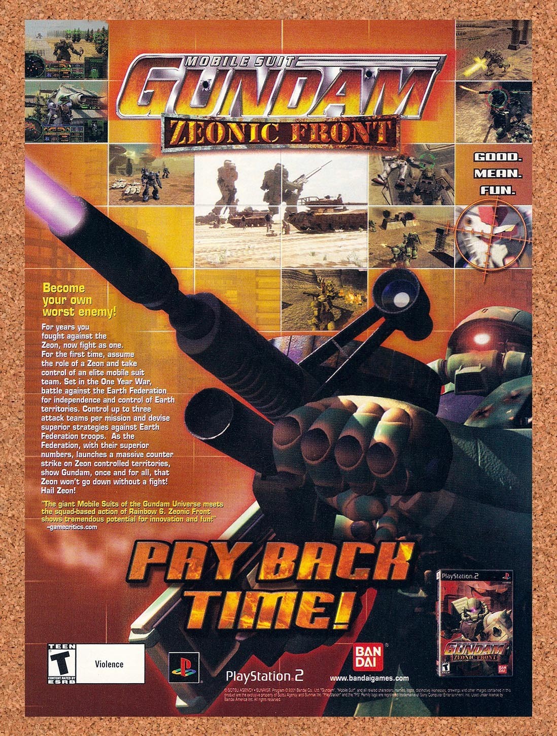 2002 Gundam Zeonic Front PS2 Original Ad v1