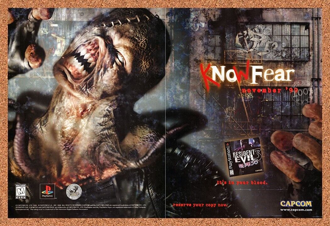 1999 Resident Evil 3 Nemesis PS1 Original Ad v6
