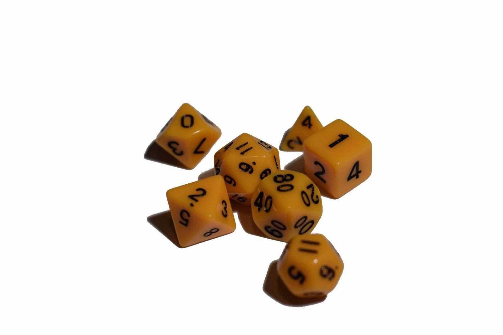 Yellow Opaque 7 Die Set Polyhedral Dice by BrycesDice RPG Magic D&D Unique - 