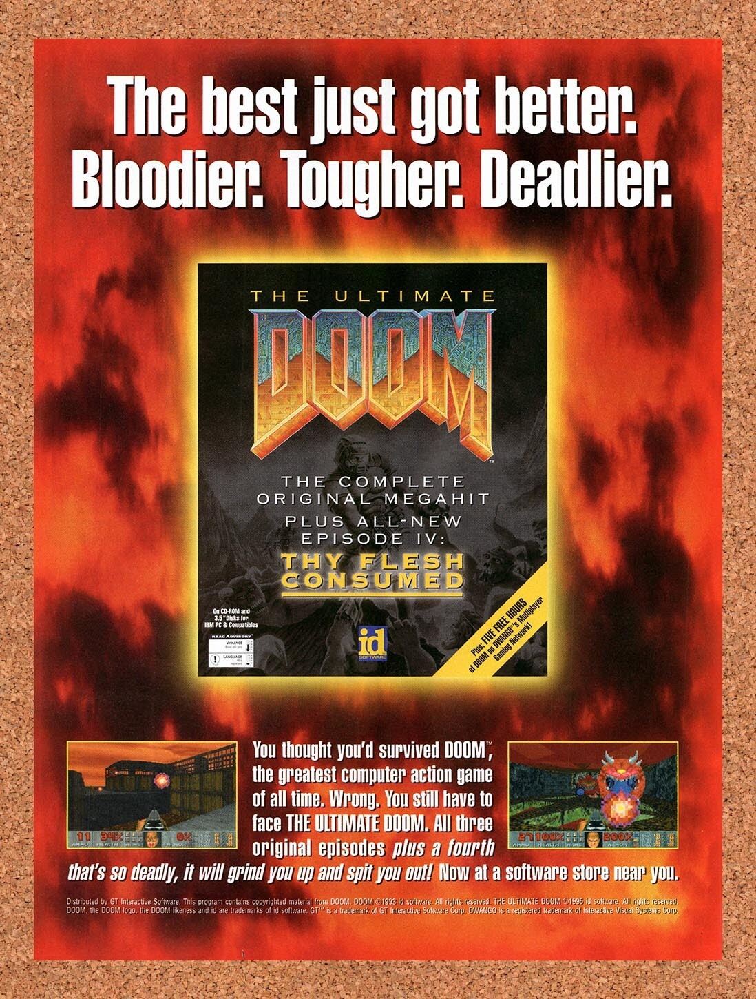 1995 Ultimate Doom Thy Flesh Consumed PC Original Ad v1