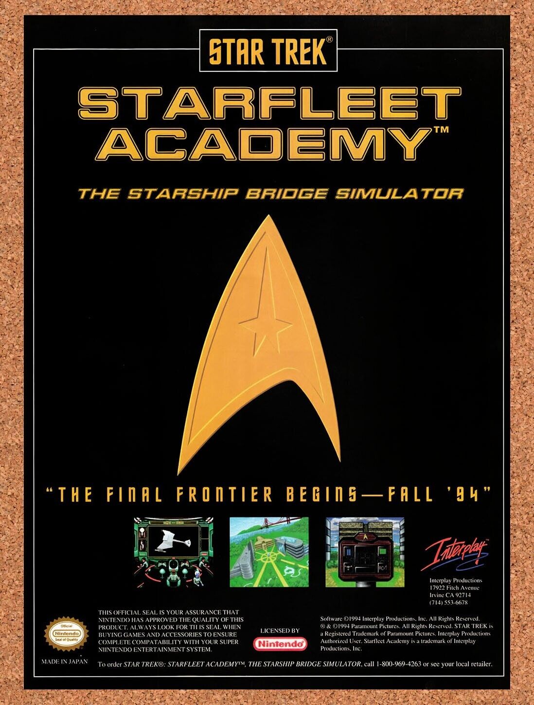 1994 Star Trek Starfleet Academy SNES Original Ad v1
