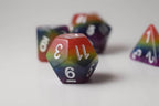 New Rainbow Aurora Poly Dice Set Blue Green Yellow Orange Red Purple (7) RPG DnD - 