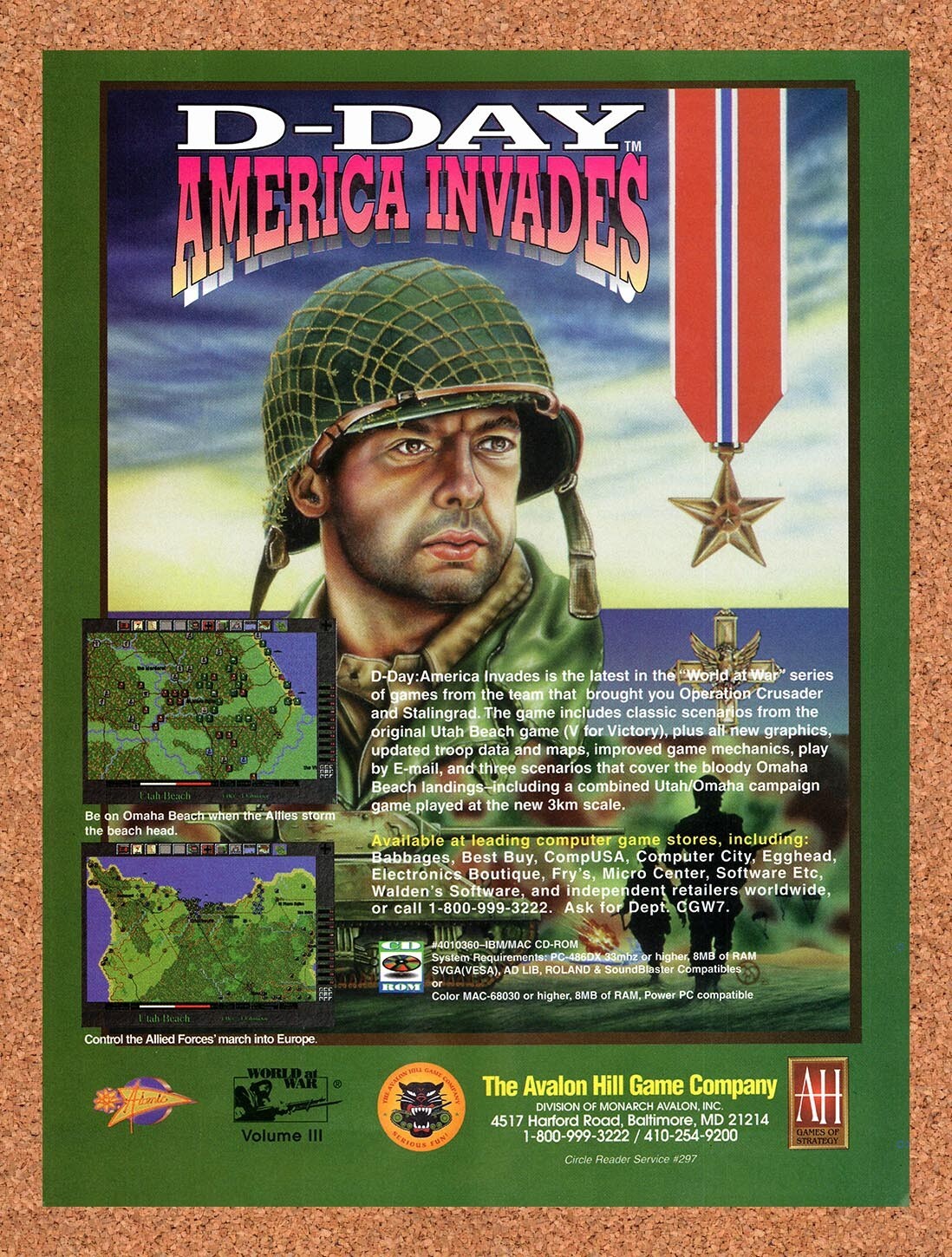 1995 D-Day America Invades PC Original Ad v1