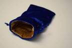 Large Blue Velvet Gift Bag RPG Game Dice Bag w/ GOLD Velvet Lining Counter Pouch - 