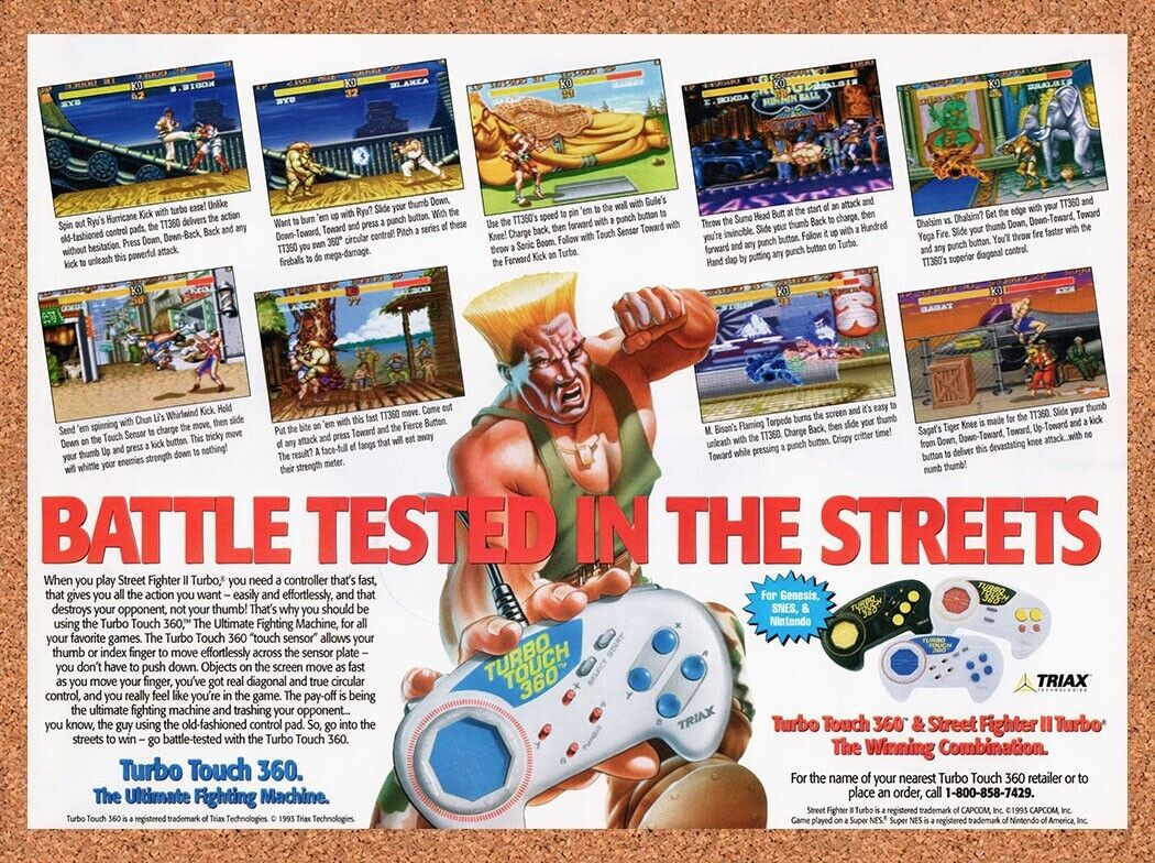1993 Street Fighter II Turbo Touch 360 Original Ad v4