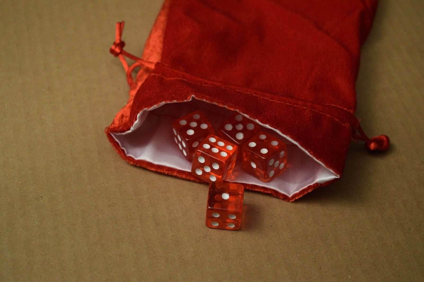 NEW Large Red Velvet RPG Game Dice Bag w/ White Satin Lining Counter Pouch Gift - 