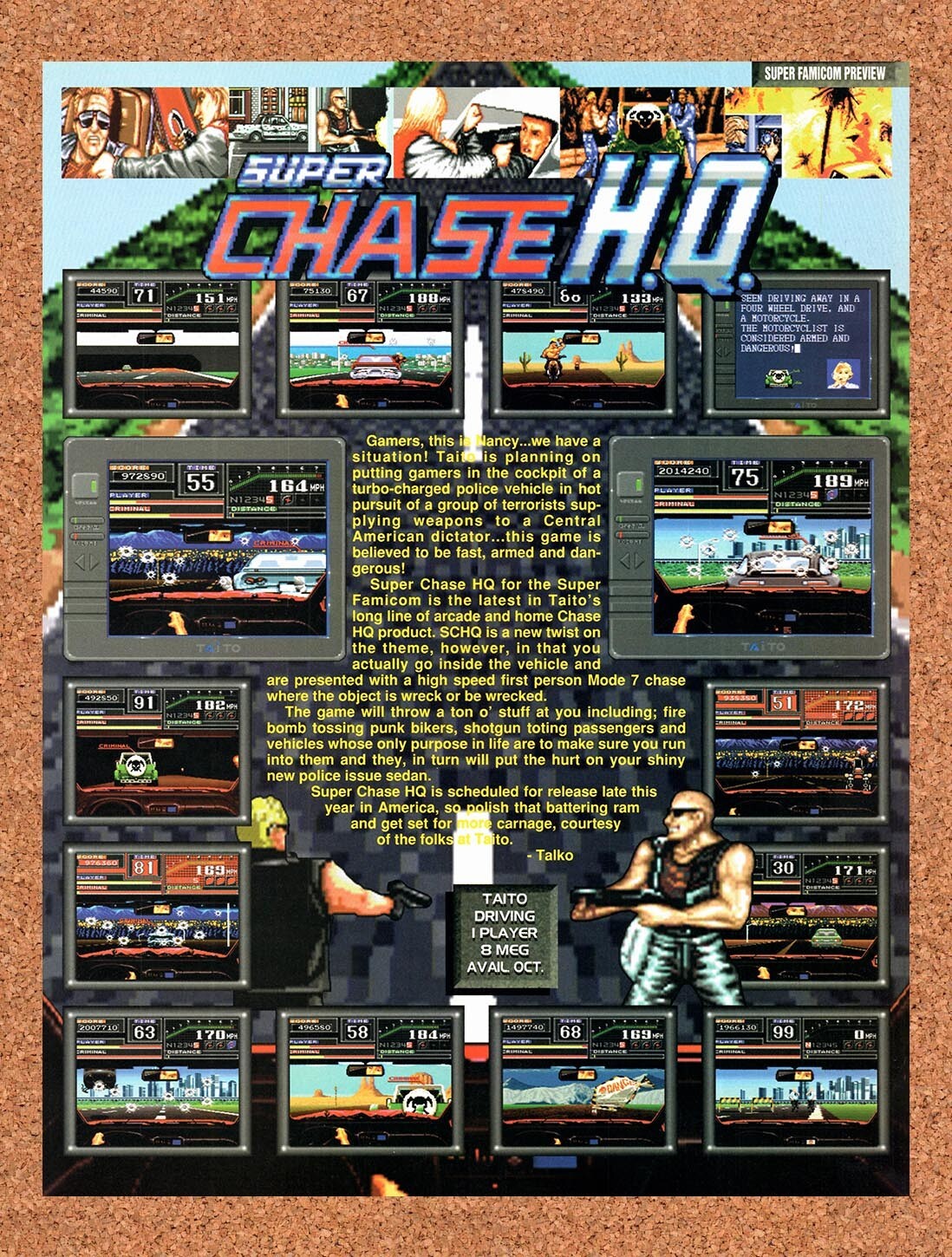 1993 Super Chase HQ Super Famicom Original Ad v1