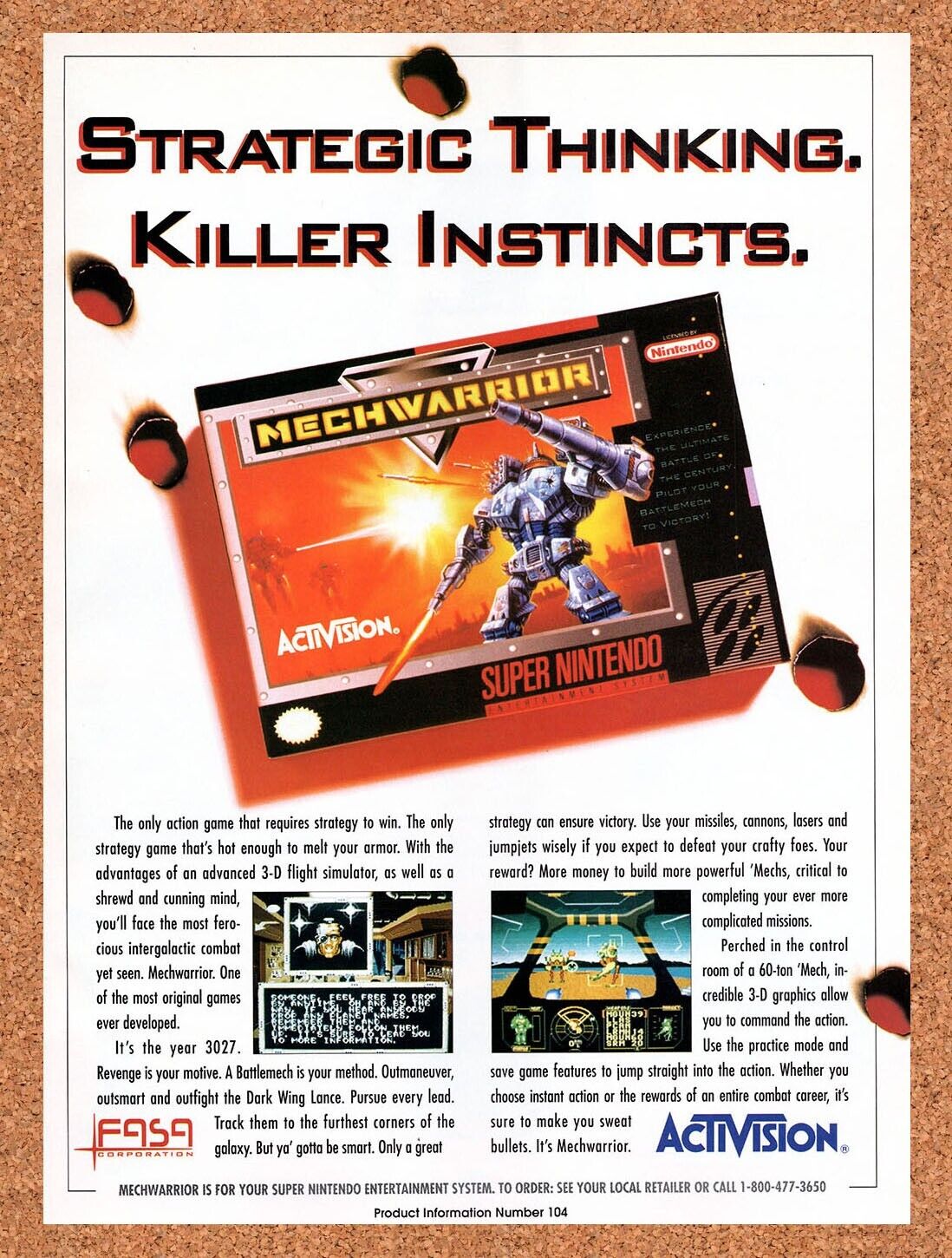 1993 MechWarrior SNES Original Ad v2