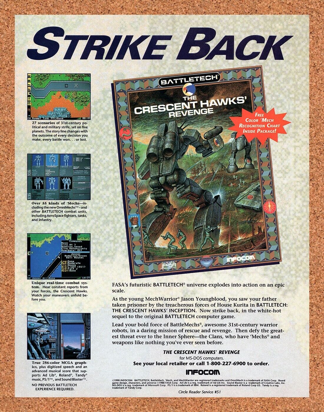 1991 BattleTech The Crescent Hawks Revenge Tandy Original Ad