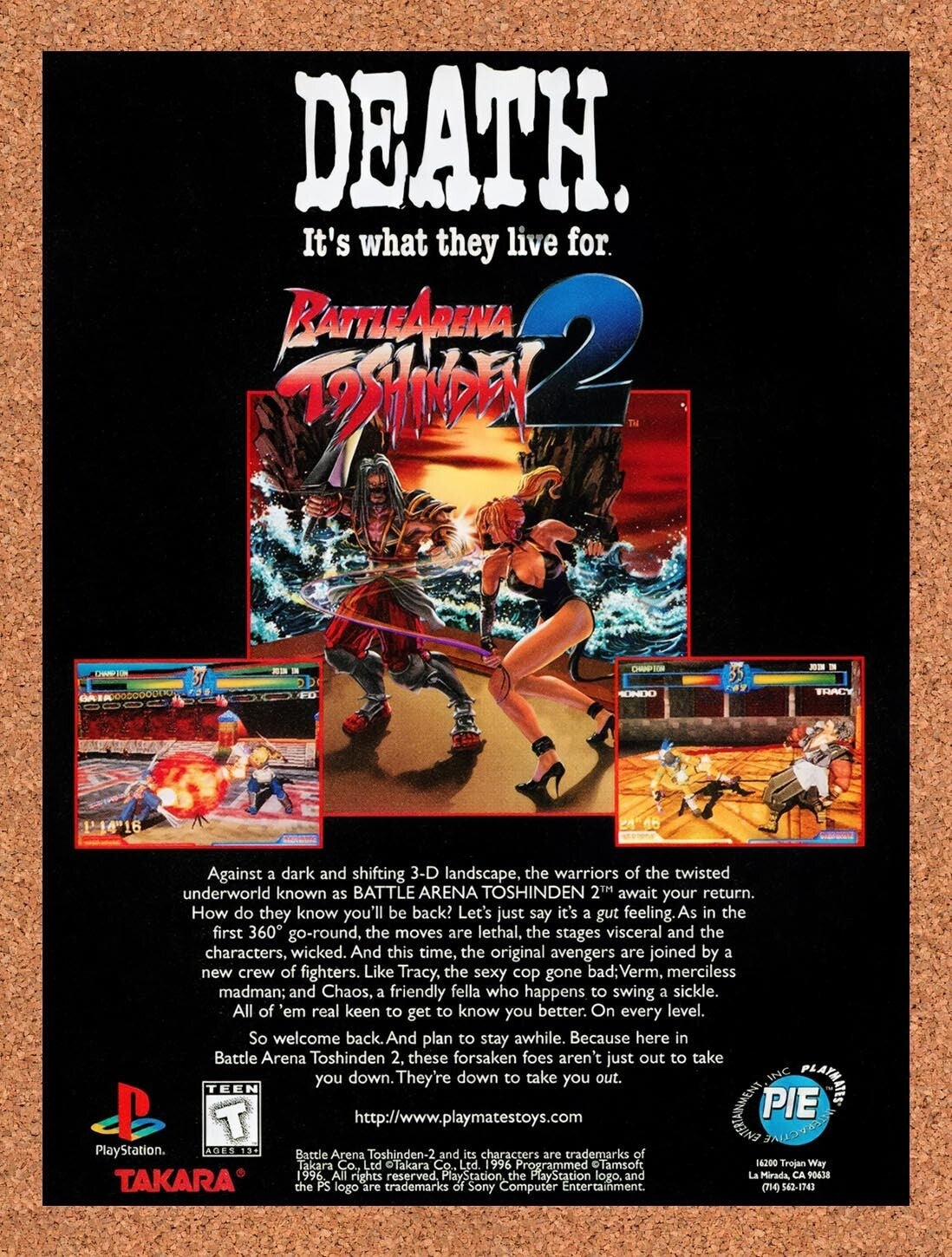1996 Battle Arena Toshinden 2 PS1 Original Ad v1
