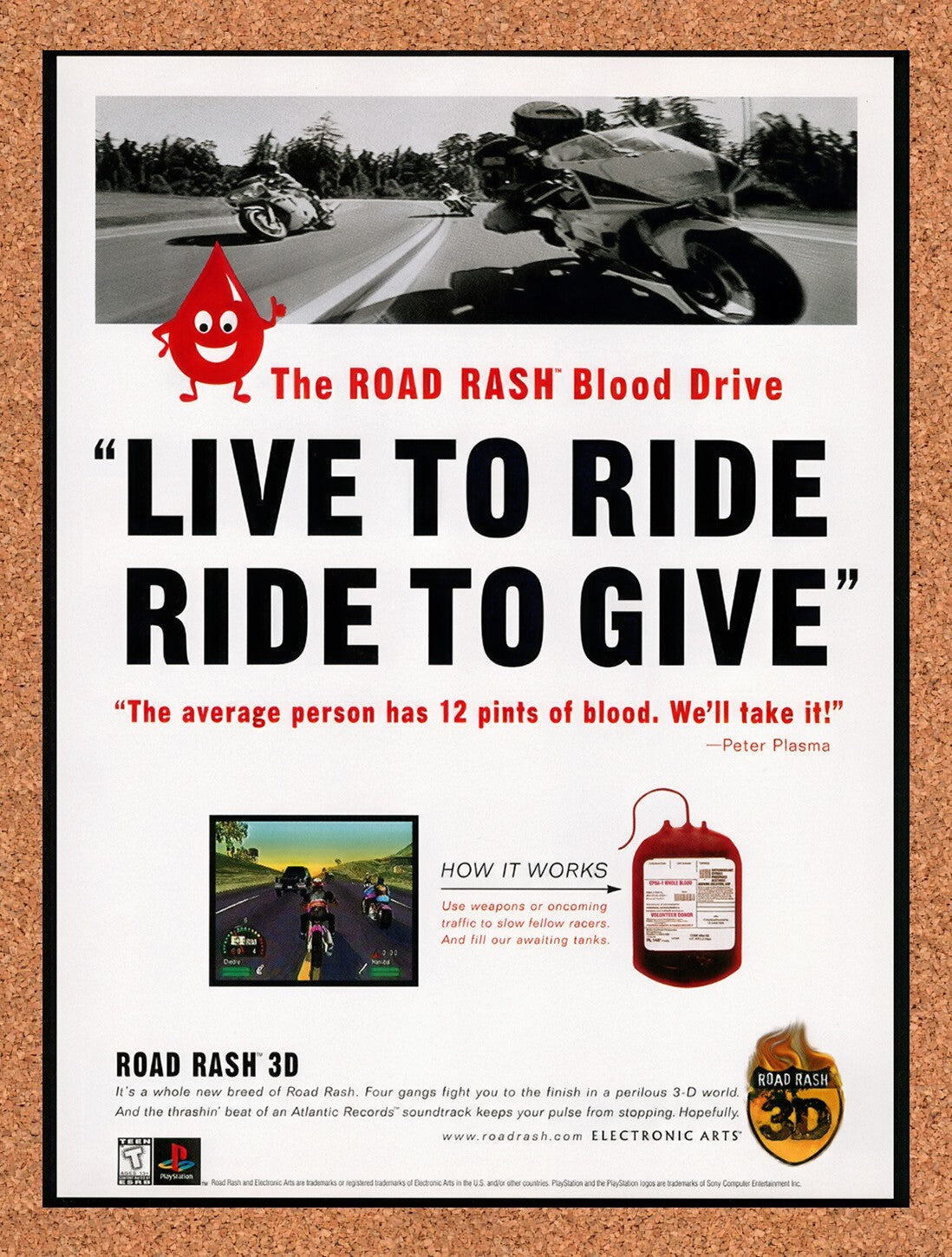 1998 Road Rash 3D PS1 Original Ad v2