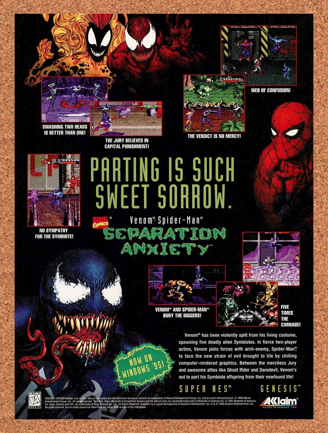 1996 Separation Anxiety SNES Original Ad v1