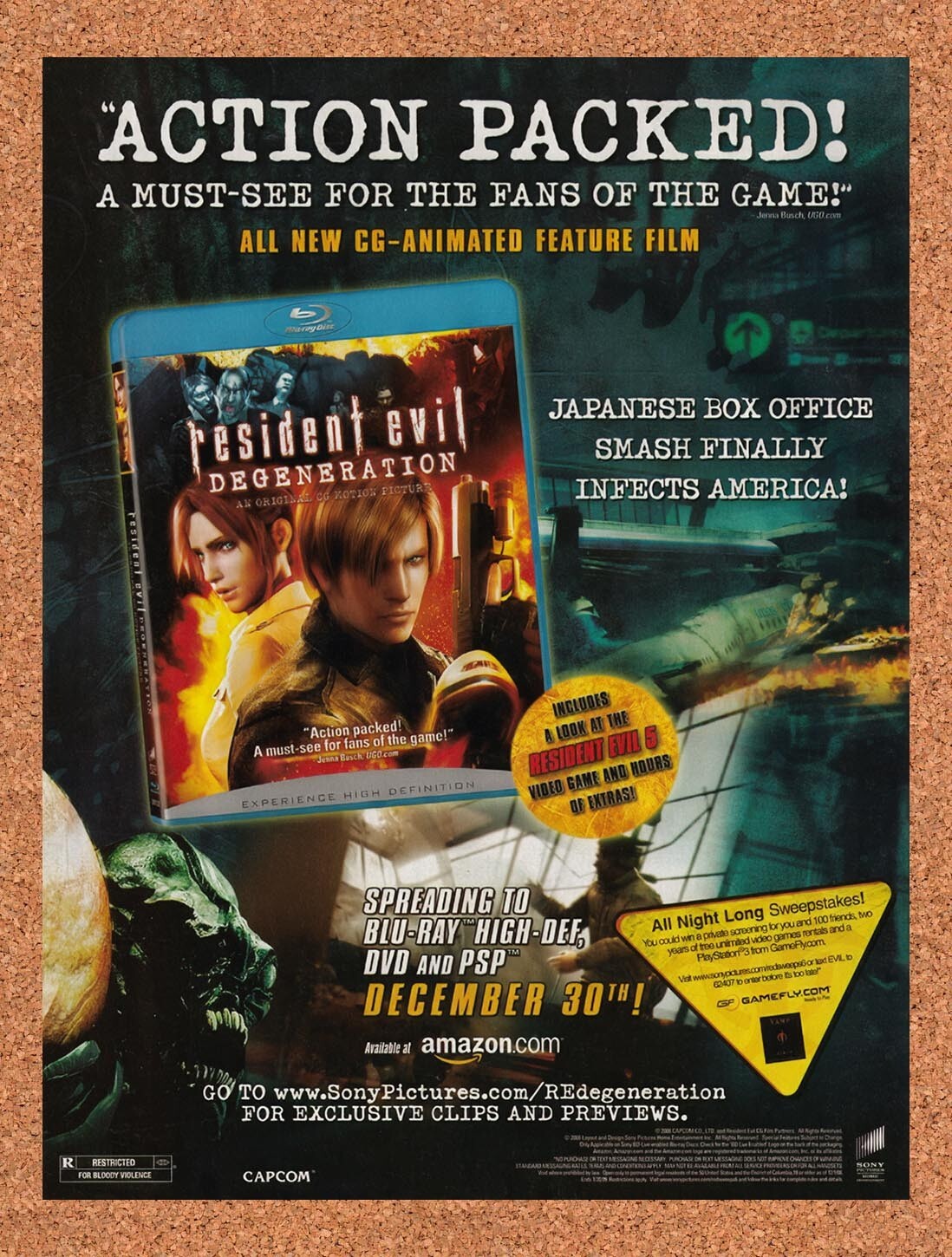 2009 Resident Evil Degeneration Japanese CG-Animated Blu-Ray Original Ad v1