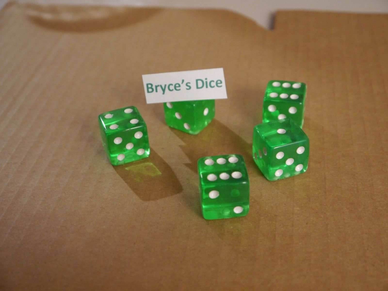 NEW Set of 5 Green Transparent Large Casino Size 19mm Dice Green Great Quality - 