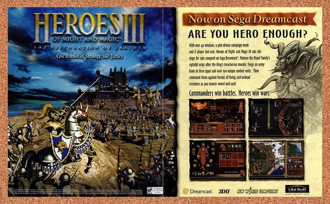 2000 Heroes Of Might And Magic III The Restoration Erathia Dreamcast Original Ad