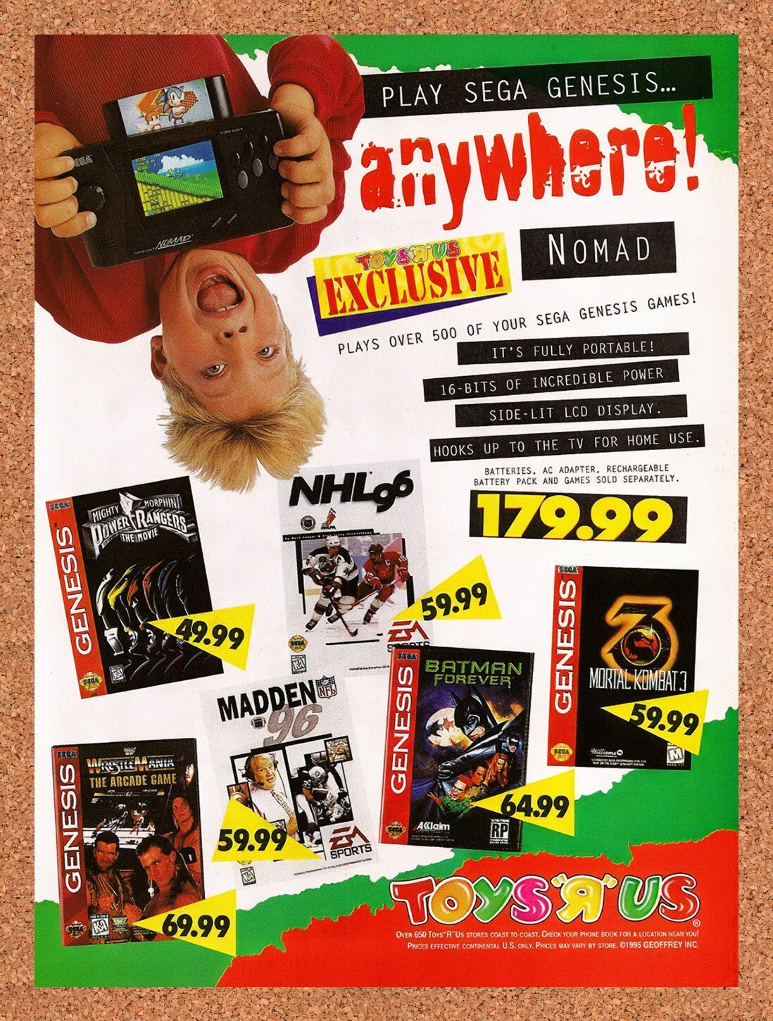 1995 Toys R Us Sega Nomad Console Original Ad v7
