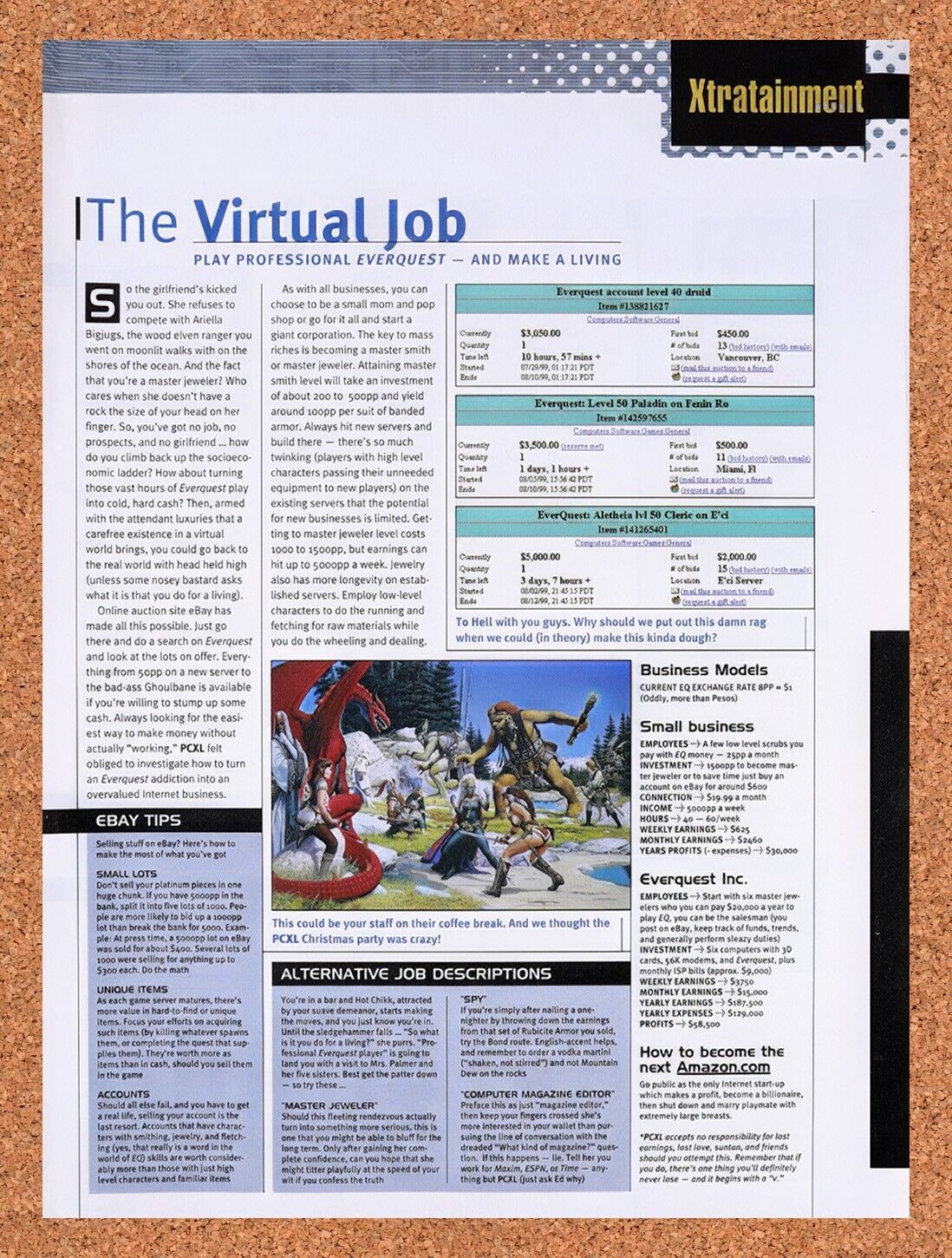 1999 EverQuest Online Character Auctions Original Ad v6