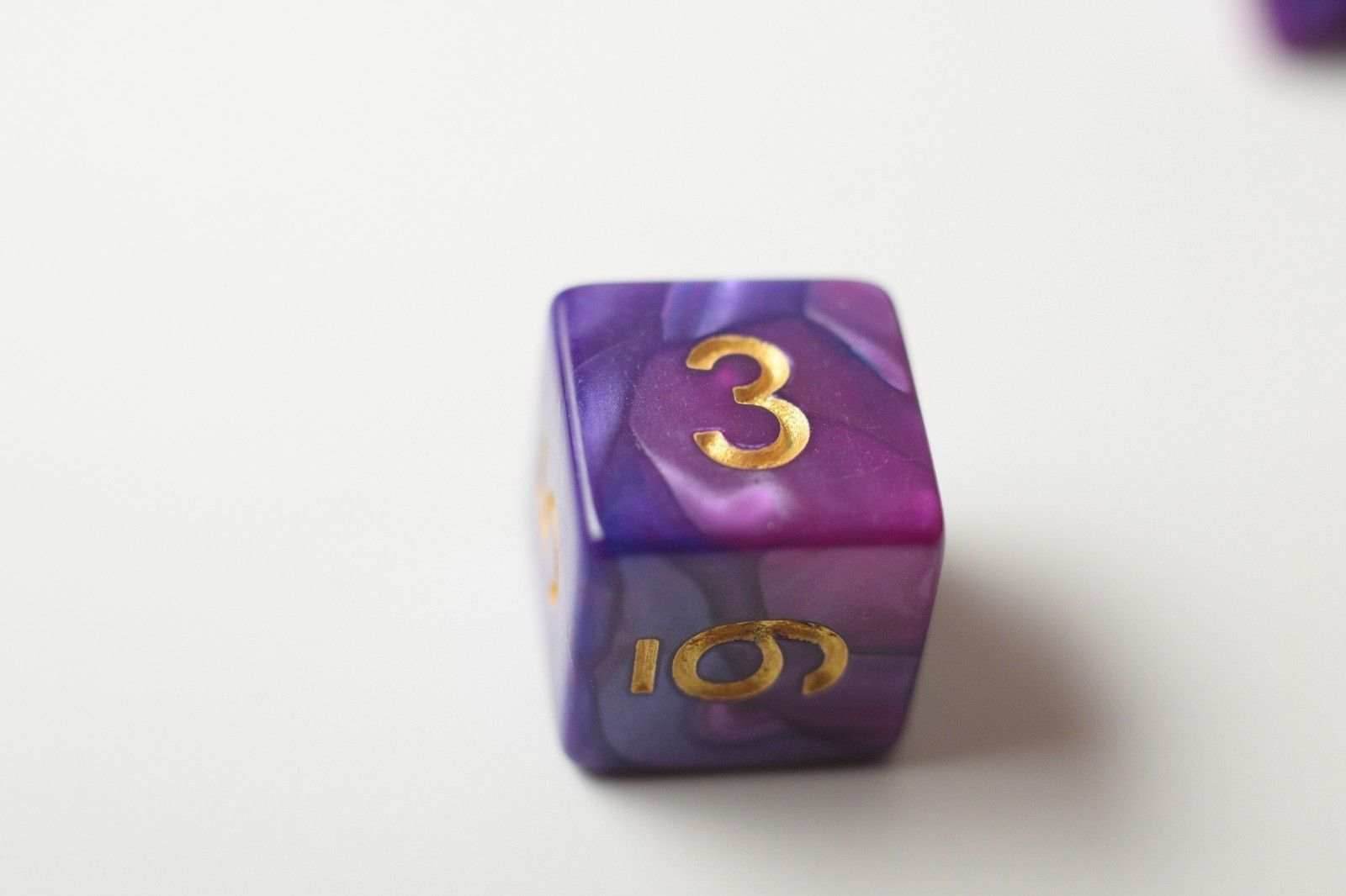 NEW Royal Purple & Blue Regal Swirl Poly Dice Set (7) RPG DnD w/ Gold Numbers - 
