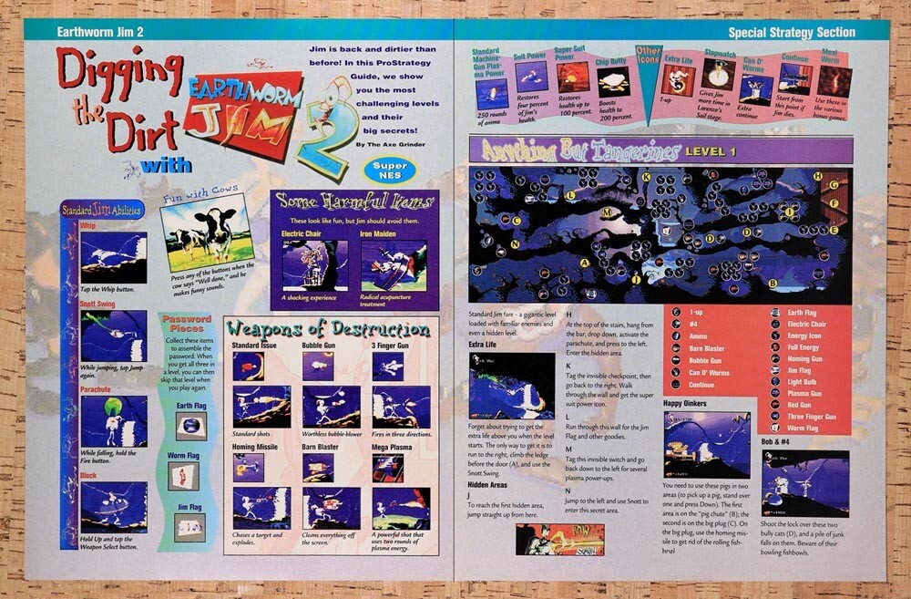 1996 Earthworm Jim 2 Level 1 Map Original Ad v4