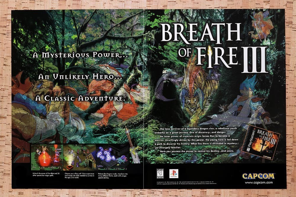 1998 Breath Of Fire III PS1 Original Ad v2