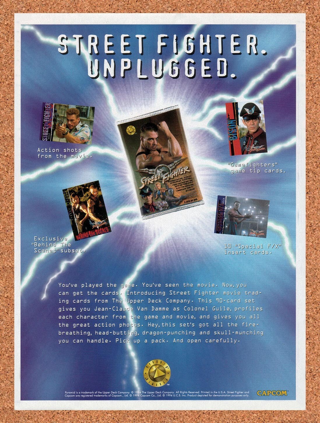 1995 Street Fighter Movie Upper Deck Trading Cards Original Ad v5