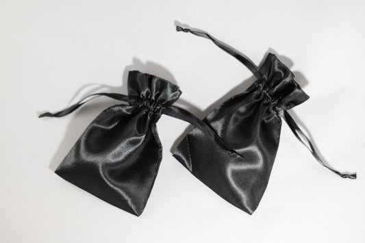 2 Pack of Large Black Satin Gift Bag Game Dice Bag Counter Pouch 4"x 6"
